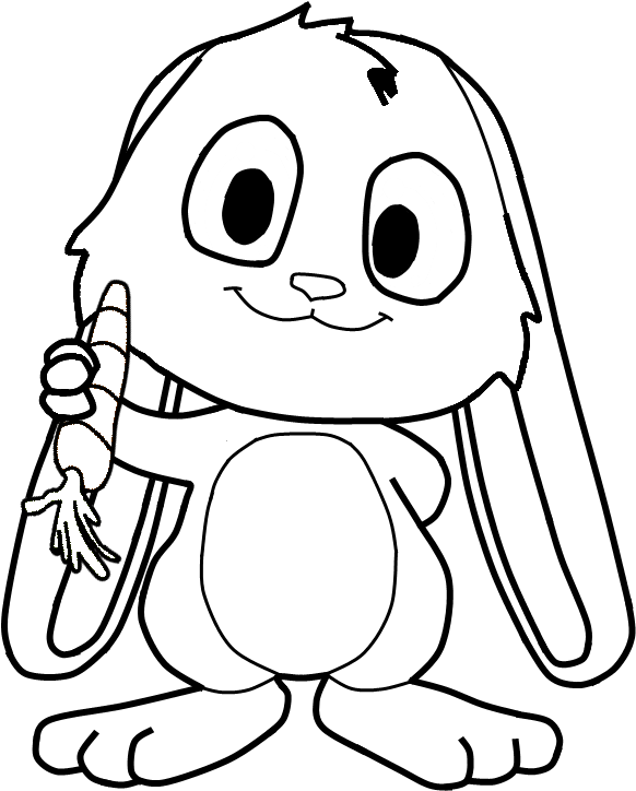 Bunny Snuggle Bunny Template 18 By Schnuffelkuschel - Bunny Drawing Black And White Cute (582x724), Png Download