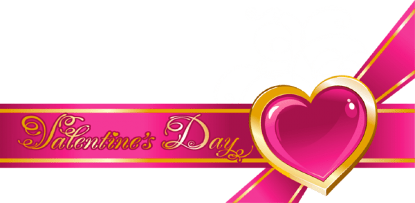 Free Png Download Pink Valentine Decor With Bow And - Transparent Background Happy Valentines Png (850x416), Png Download