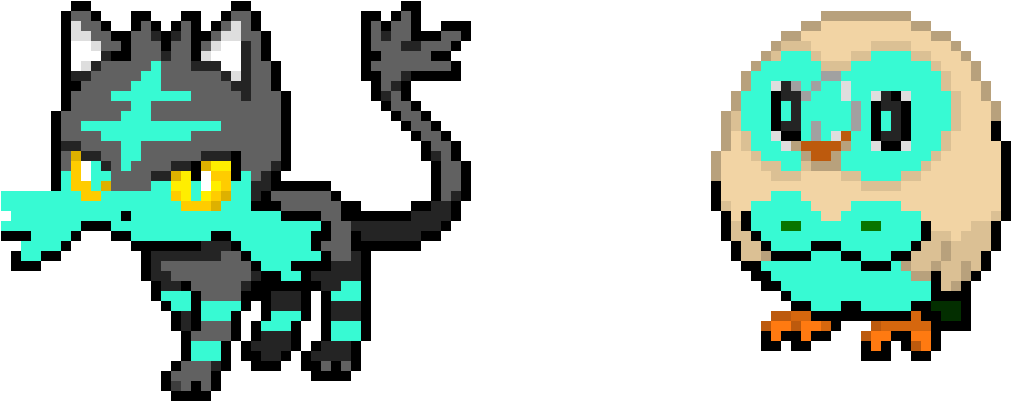 Litten And Rowlet - Litten Sprite (1170x480), Png Download