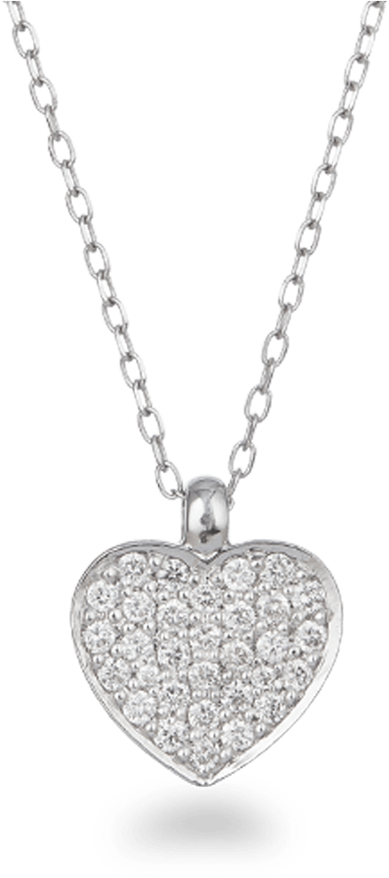 18ct White Gold Diamond Heart Necklace - Locket (1000x1000), Png Download
