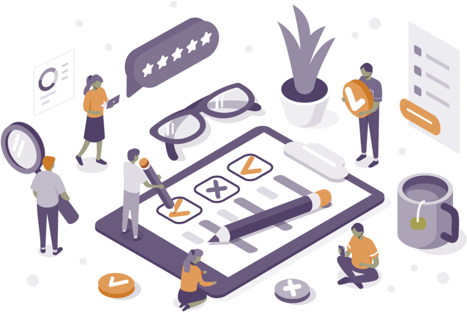 Customers Interacting With Surveys And Research Objects - Hero Image (1024x731), Png Download