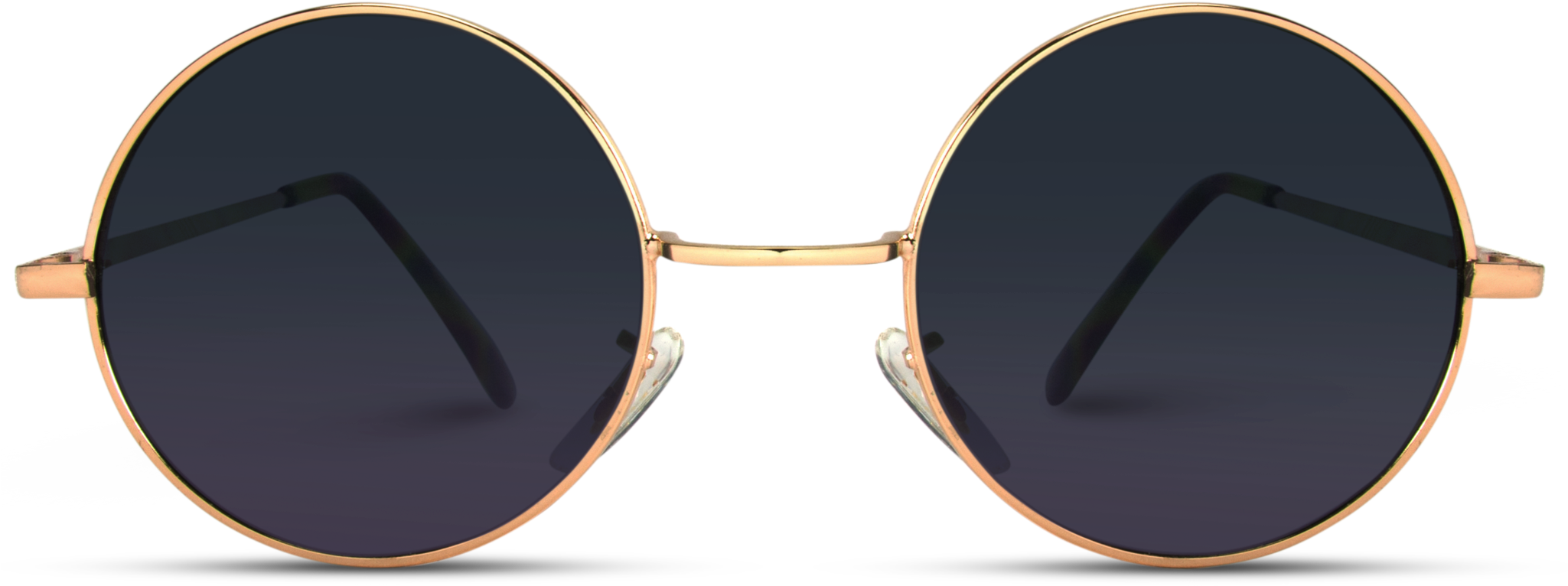 Gold Frame Round Vintage Metal Frame Sunglasses - Shadow (2048x2048), Png Download