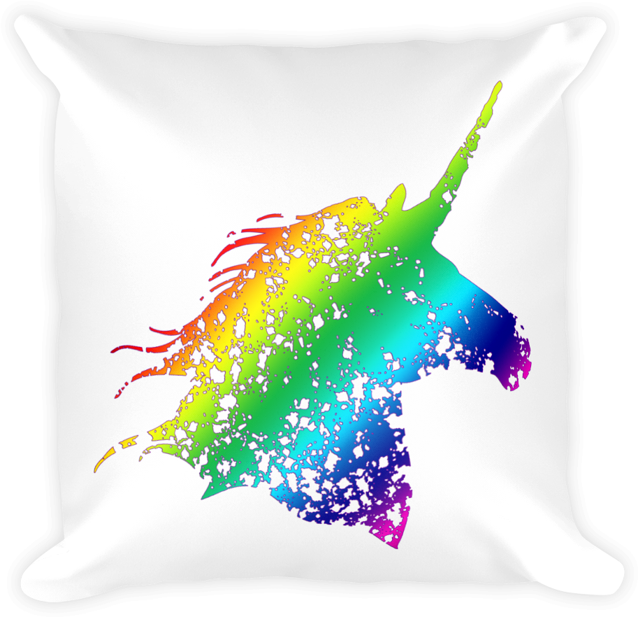 Rainbow Unicorn Pillow - Graphic Design (1000x1000), Png Download