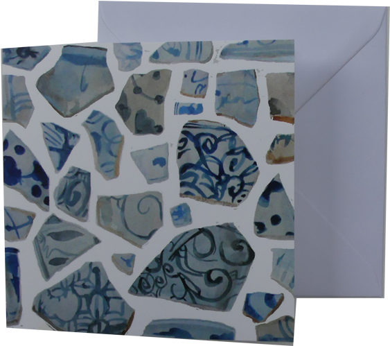 Greeting Card And Envelope Blue And White Ceramic Karen - Motif (600x800), Png Download