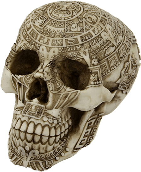 Aztec Statue Half Skull (555x555), Png Download