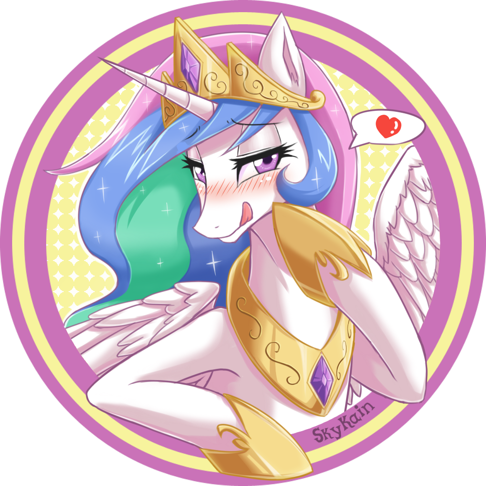 Skykain, Bedroom Eyes, Blushing, Circle, Example, Female, - Skykain Celestia (1000x1000), Png Download