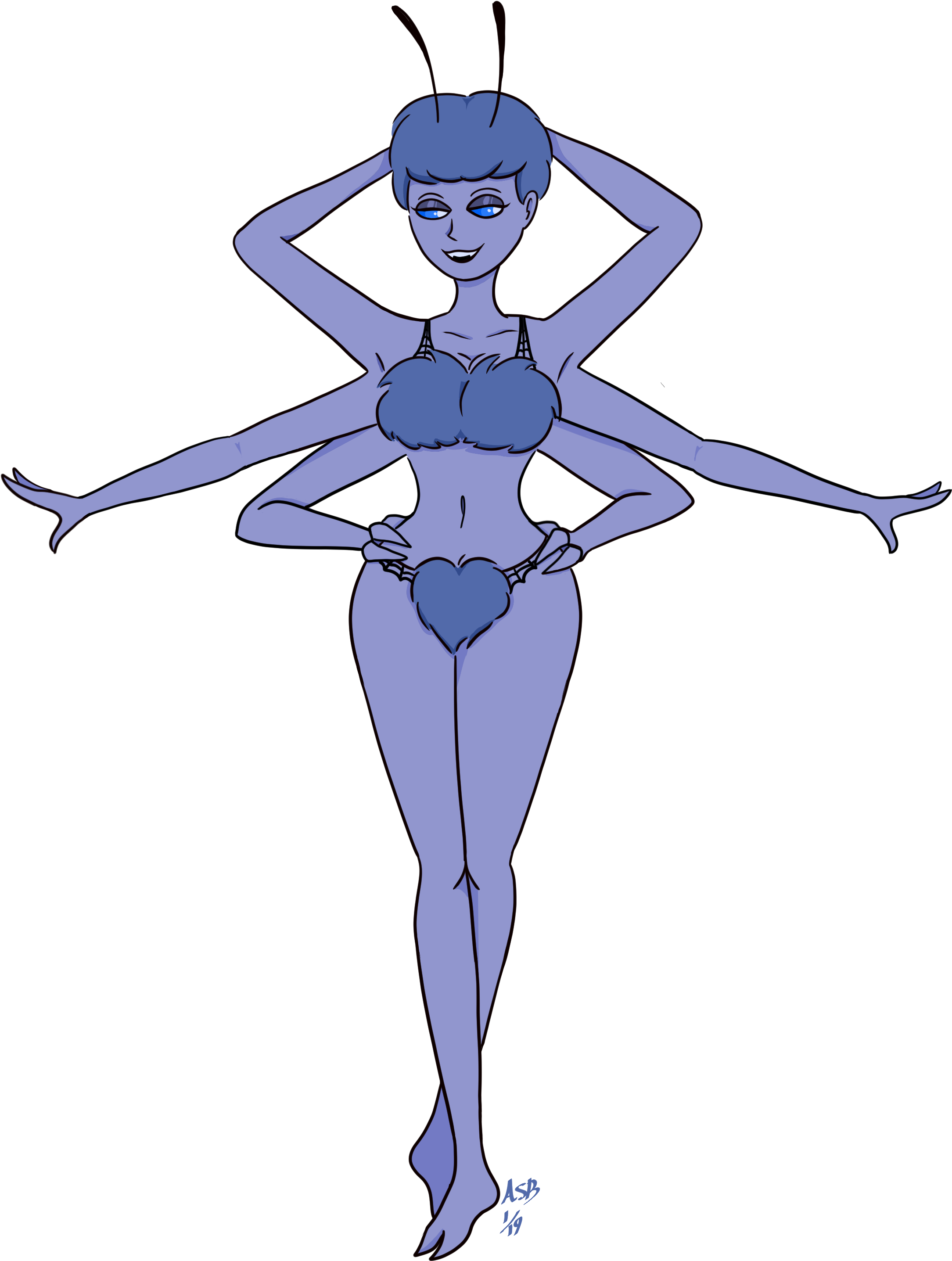 Charlotte Pin Up - Cartoon (2550x3083), Png Download