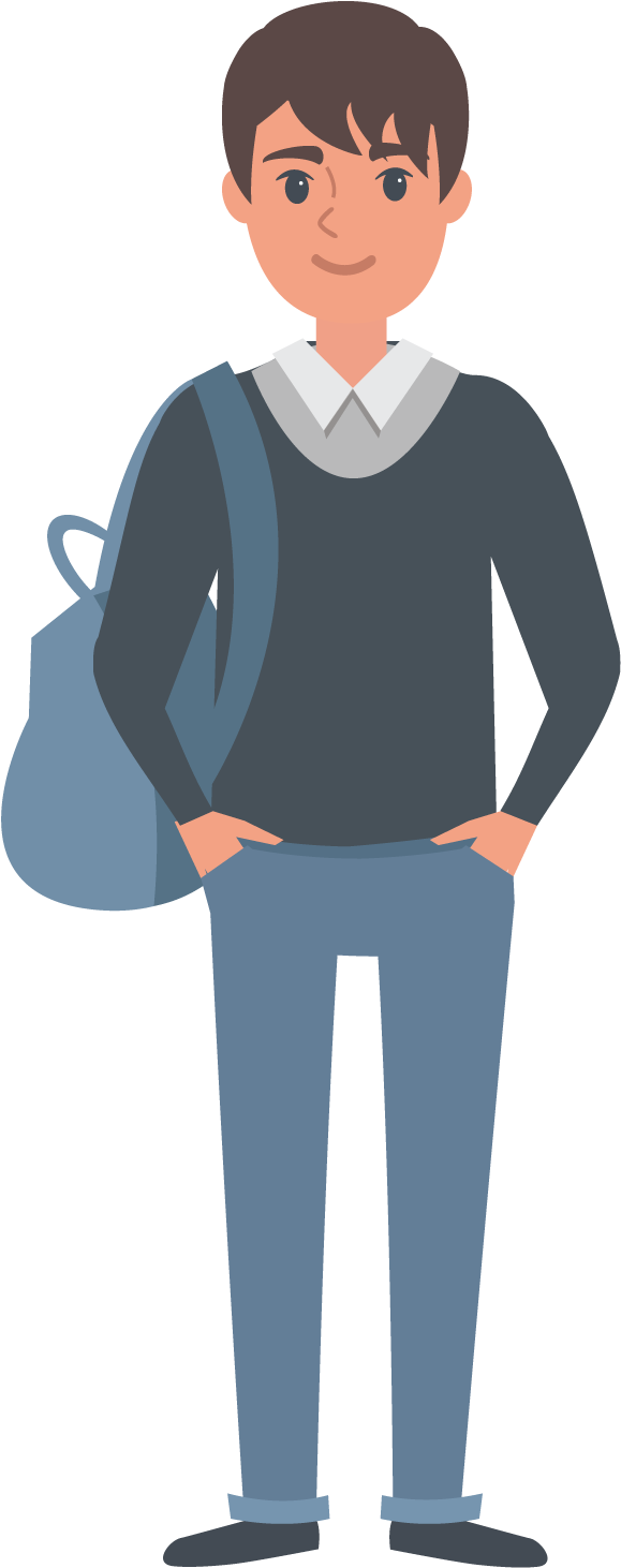 Student Png - Male Student Cartoon Png (1500x1500), Png Download