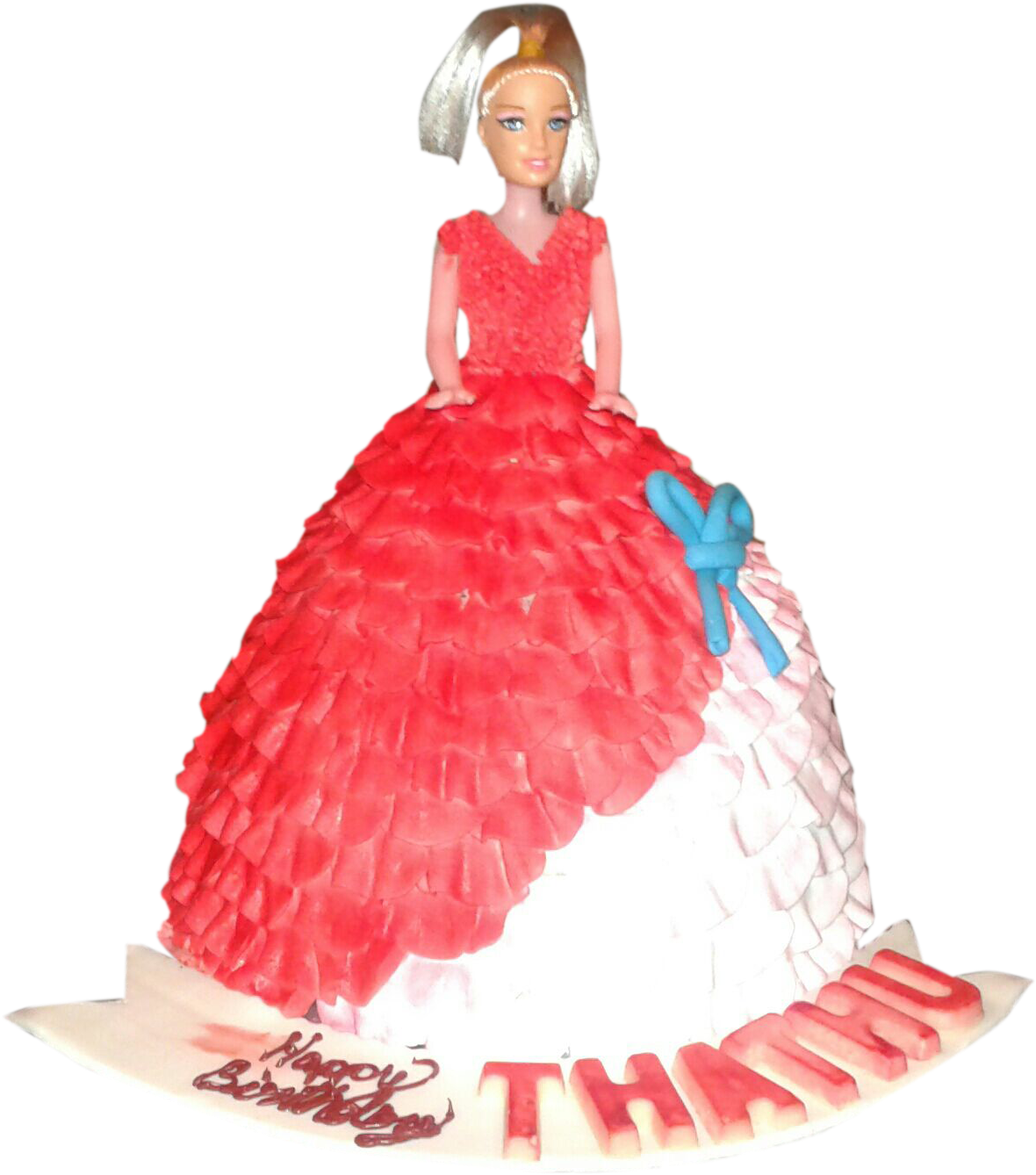 Barbie Doll Cake Birthday Cake Red And White Barbie Cake Full Size Png Download Seekpng