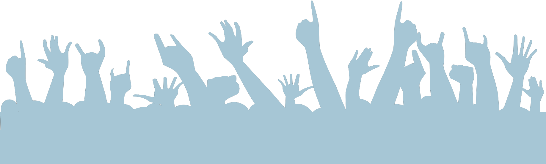 People Raising Hands Silhouette (1835x558), Png Download