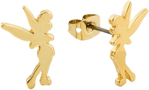 Tinkerbell Silhouette Stud Earrings - Tinkerbell Earrings Gold (600x600), Png Download