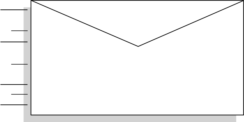 Envelope Clip Art Black And White Free (800x402), Png Download