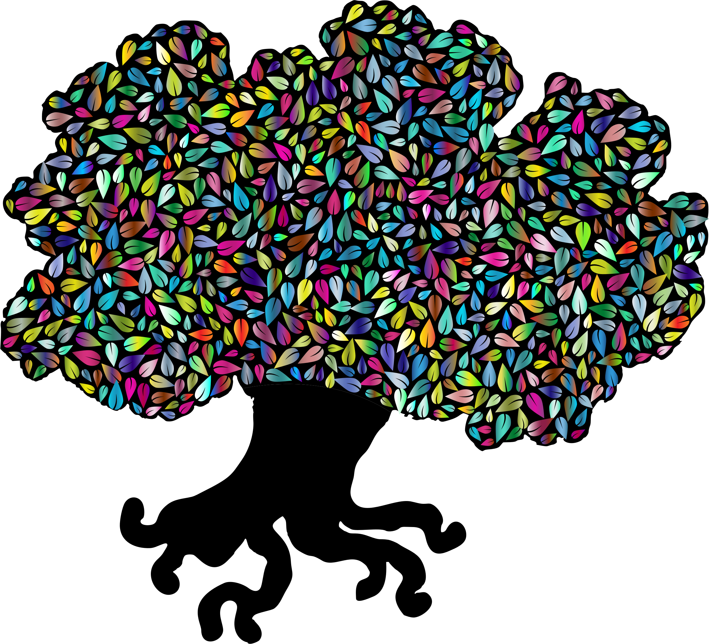 Clipart Green Tree Leaves Silhouette Polyprismatic - Clip Art (2345x2131), Png Download