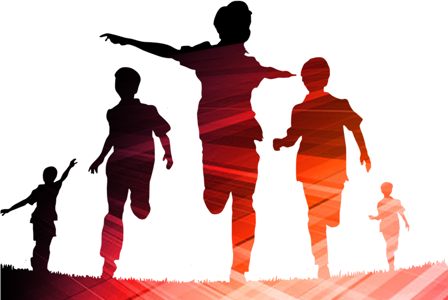 Kisspng Silhouette Child Boy Silhouette Teenager Running - 奔跑 孩子 (886x616), Png Download