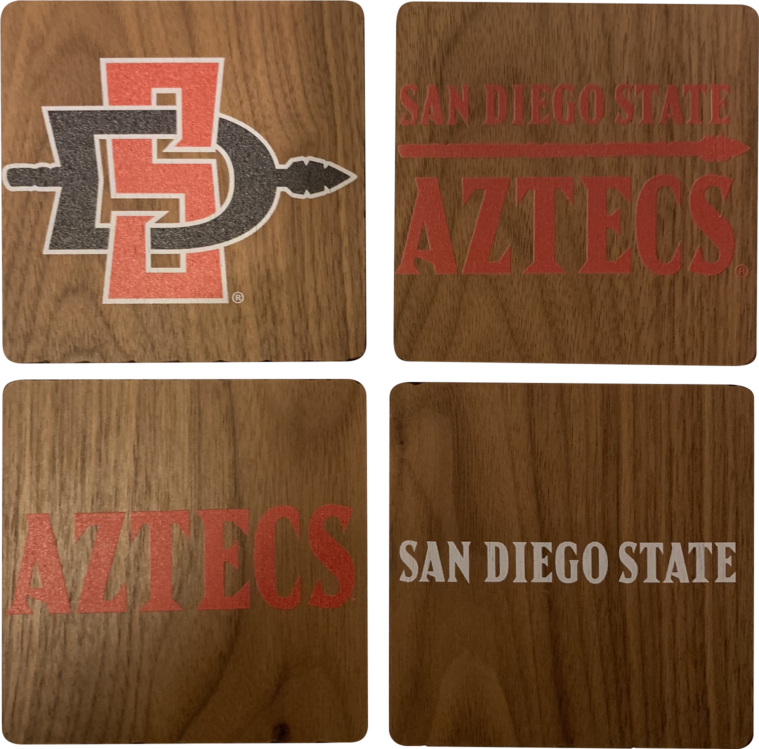 San Diego State University Walnut Coaster Set - Plywood (1772x1772), Png Download