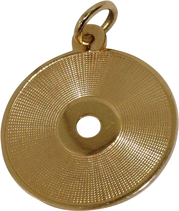 14k Vinyl Record Charm Yellow Gold - Hi-hat (720x720), Png Download