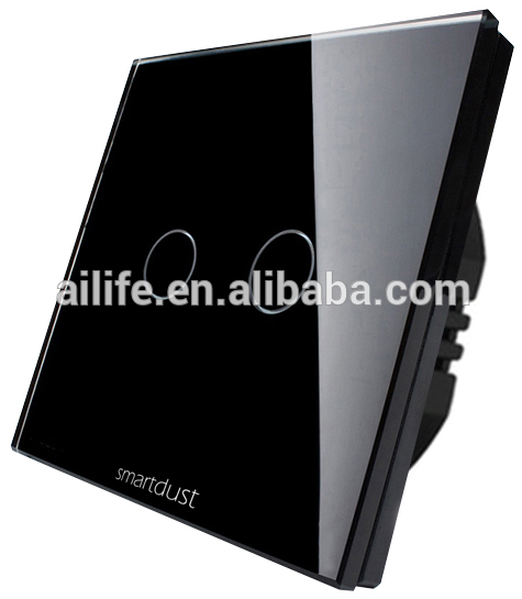 Newest Model White Glass Panel Euro 2 Gang High End - Interruttore Touch Screen (640x640), Png Download