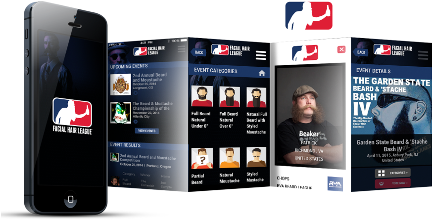 Facial Hair League Mobile App - Smartphone (1024x570), Png Download