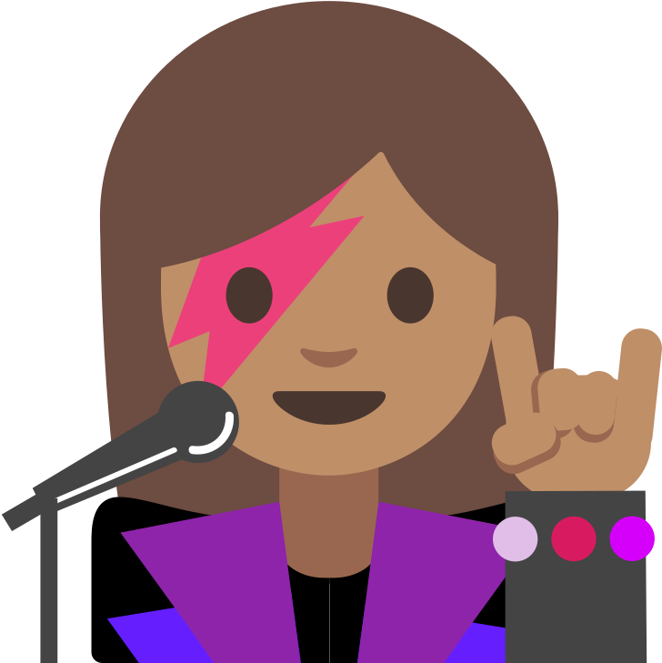 Emoji U1f469 1f3fd 200d 1f3a4 - David Bowie Emoji (768x768), Png Download