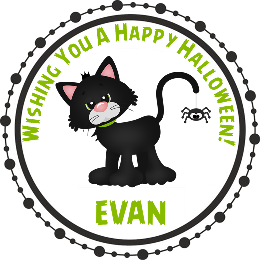 Black Cat Halloween Stickers - Fox Baby Shower (900x900), Png Download