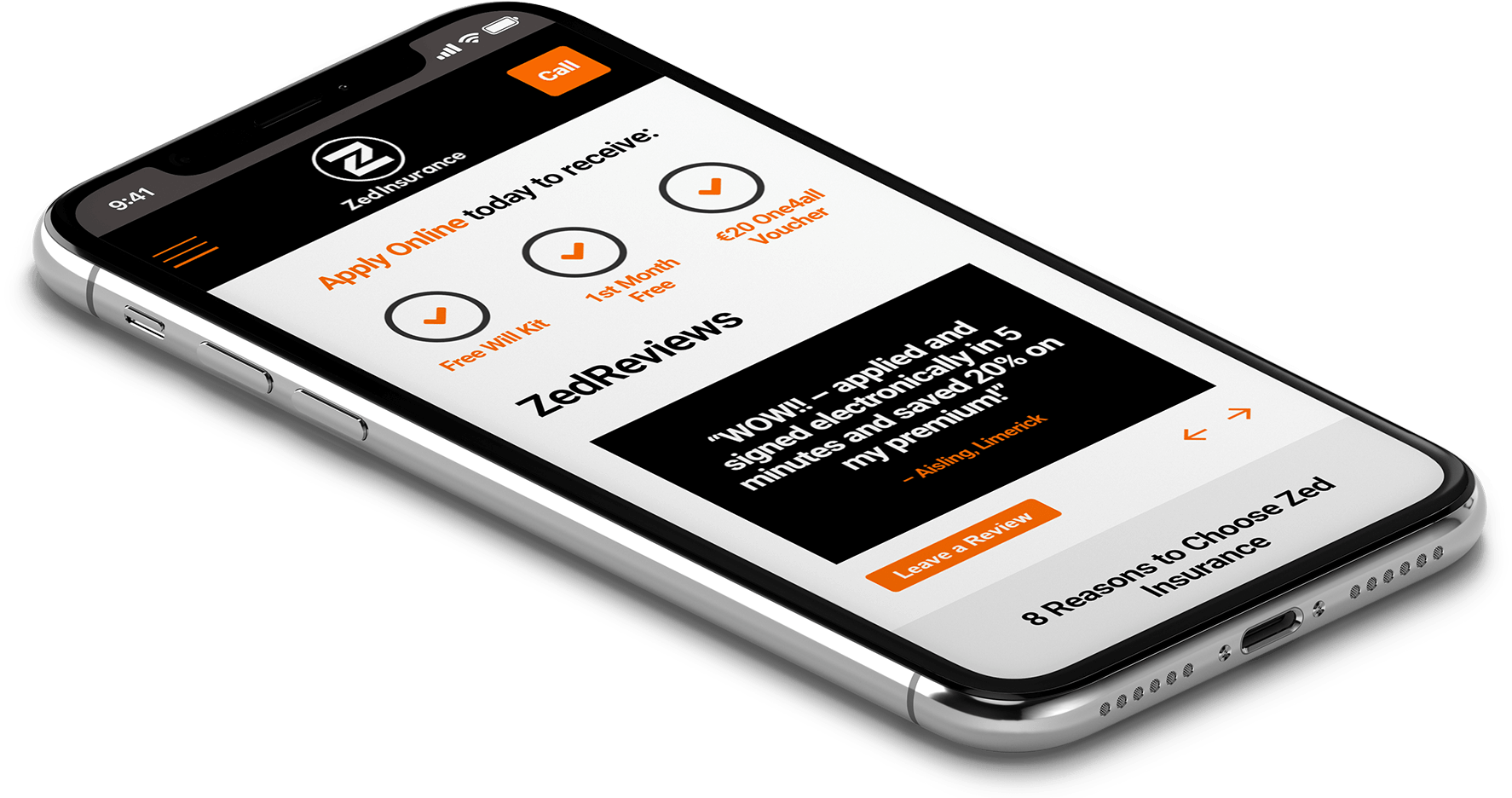 Iphone With Zed Insurance Website On The Screen - Mobile Phone (1800x940), Png Download