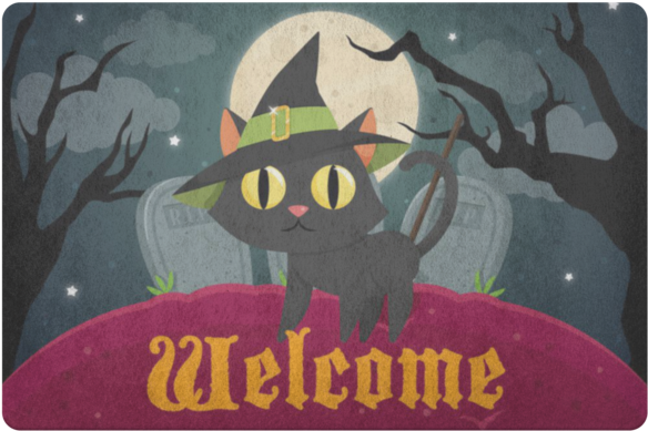 Halloween Cat Welcome Doormat Doormat - Queens Of The Stone Age (600x600), Png Download