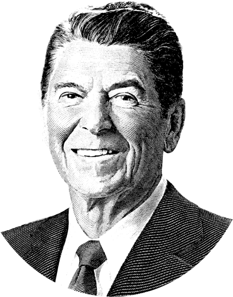 Click And Drag To Re-position The Image, If Desired - Ronald Reagan Black And White (583x700), Png Download