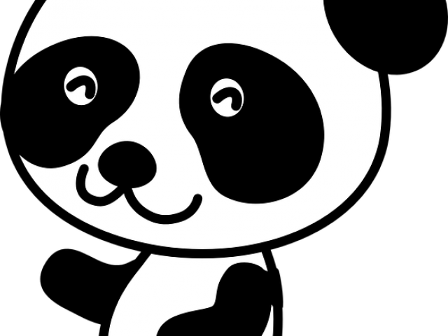 Head Clipart Red Panda - Clip Art Black And White Panda (640x480), Png Download