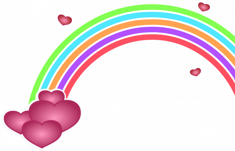 Rainbow With Hearts Clipart (817x524), Png Download