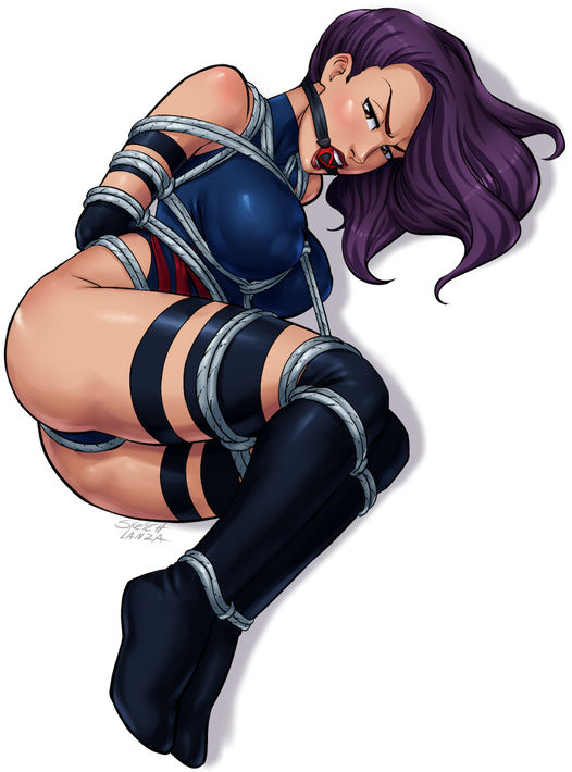 Psylocke Xmen Fanart Peril Gagged Tied Up Betsy Braddock - Psylocke Bondage (543x768), Png Download
