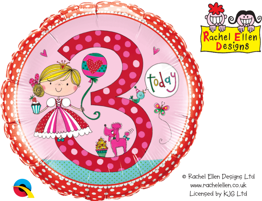 Rachel Ellen Designed 18" Foil Balloon Age 3/3rd Birthday - Spanish Dial A Verb 8000 (1024x674), Png Download