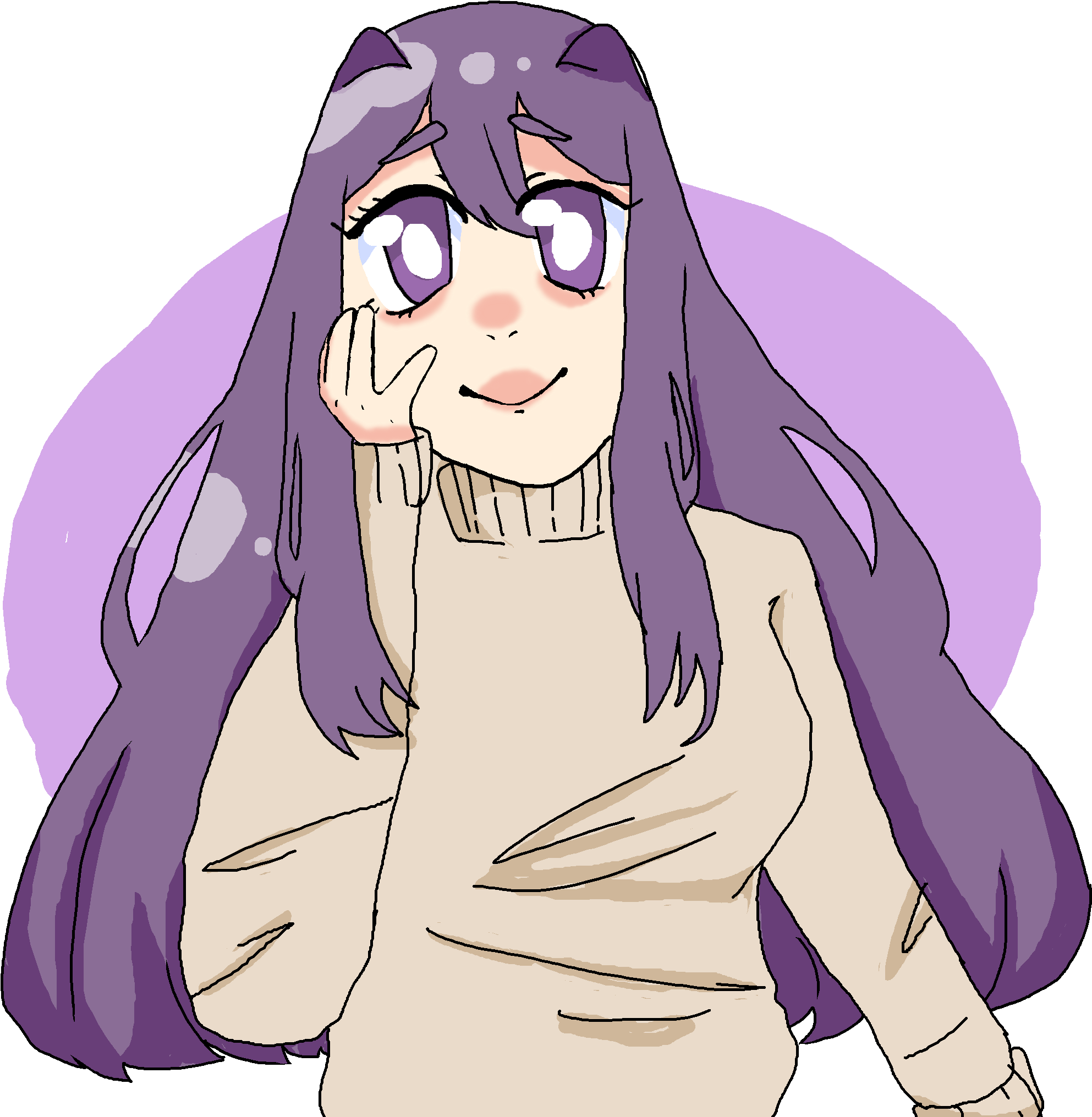 Found Fanarta Big Eyes And Beautiful Best Girl- Art - Cartoon (2251x2273), Png Download