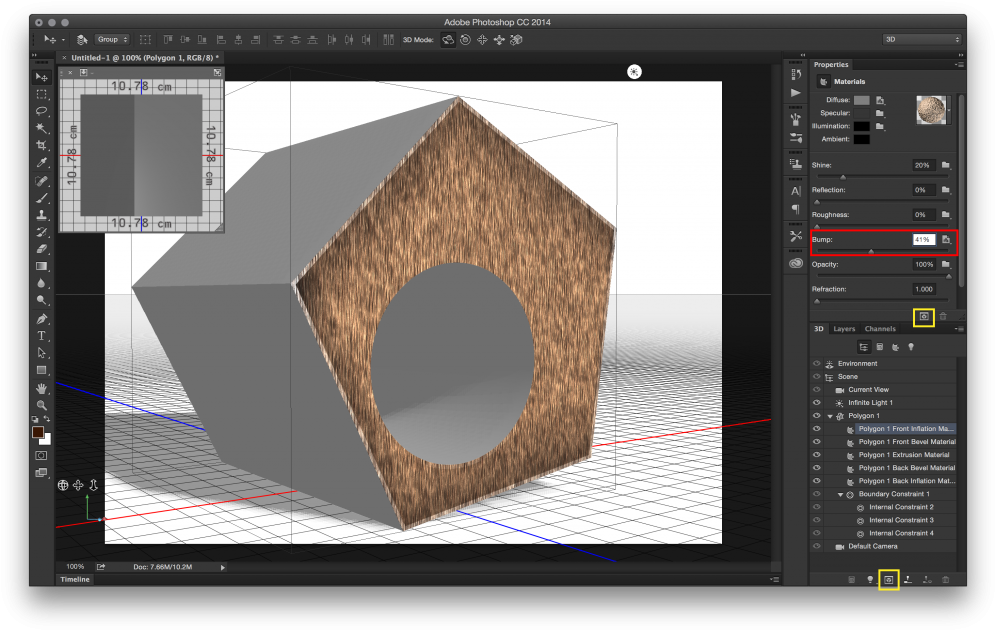 The Bump Slider Can Then Be Increased And Will Create - Photoshop Extrude Shape (1024x655), Png Download