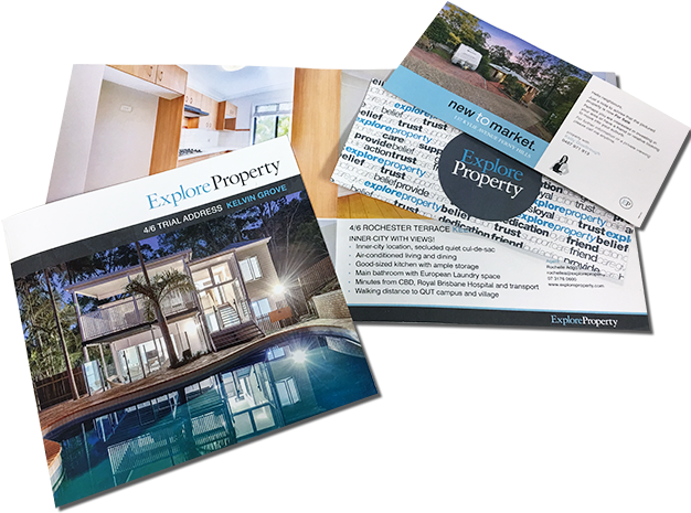 Brisbane Real Estate Sign And Print Semantic Signs - Brochure (650x488), Png Download