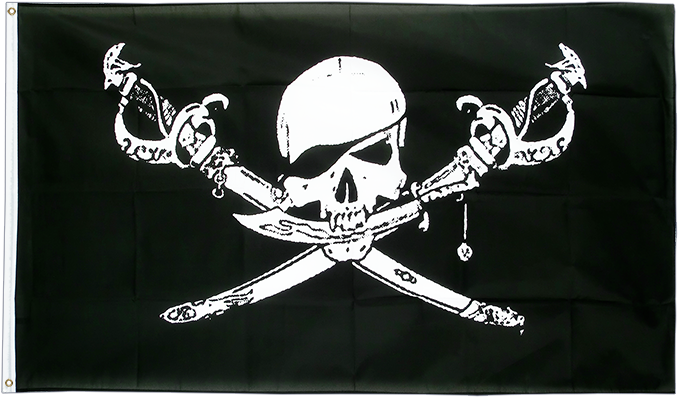 Large Flag Pirate With Sabre - Pirate Flag (750x500), Png Download