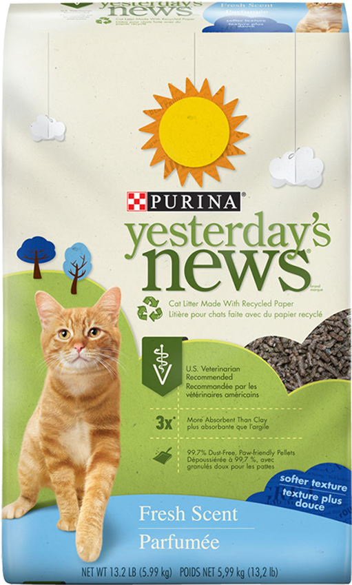 Yesterday's News Fresh Scent Cat Litter - Purina Yesterday's News Unscented Cat Litter (800x1000), Png Download