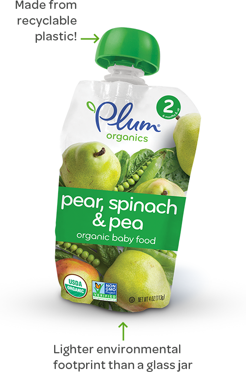 Plum Organics Spinach Peas Pear (500x755), Png Download