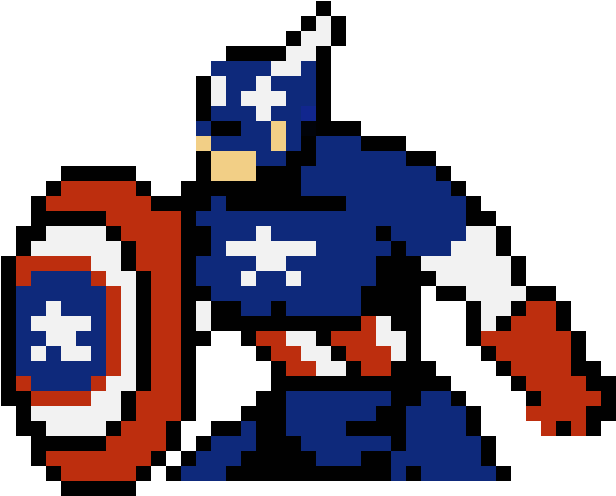 Captain America - Captain America Pixel Art (675x570), Png Download