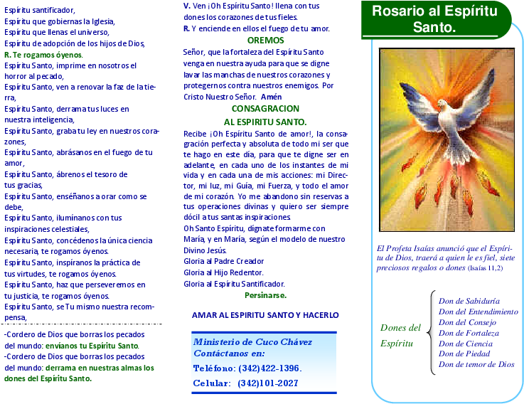 Triptico Del Rosario Al Espiritu Santo Gabriela Sarahi - Triptico De Los Dones Del Espiritu Santo (792x612), Png Download
