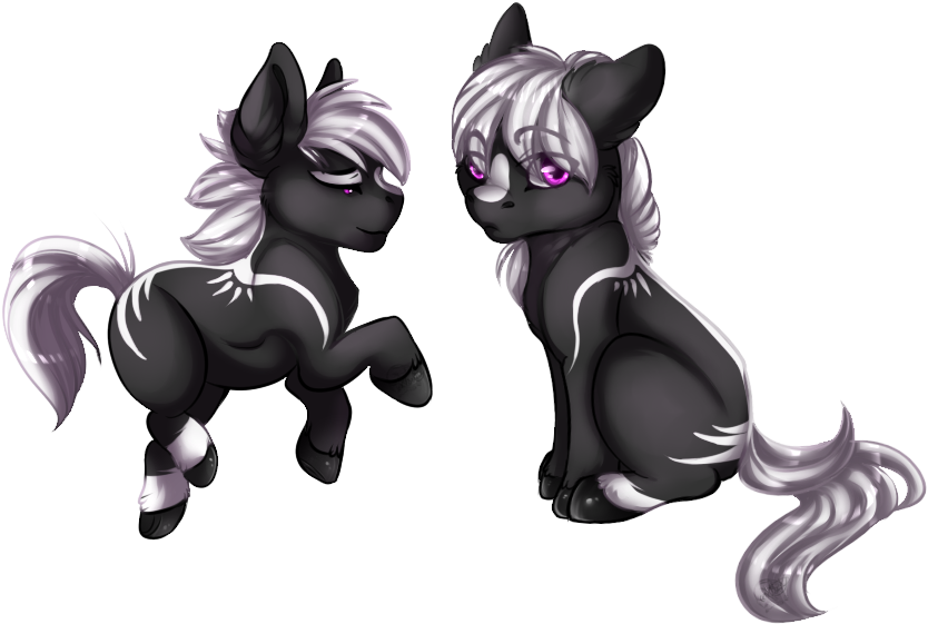 Black Fur, Chibi, Female, Hooves, Horse, Male, Oc, - Cartoon (882x629), Png Download