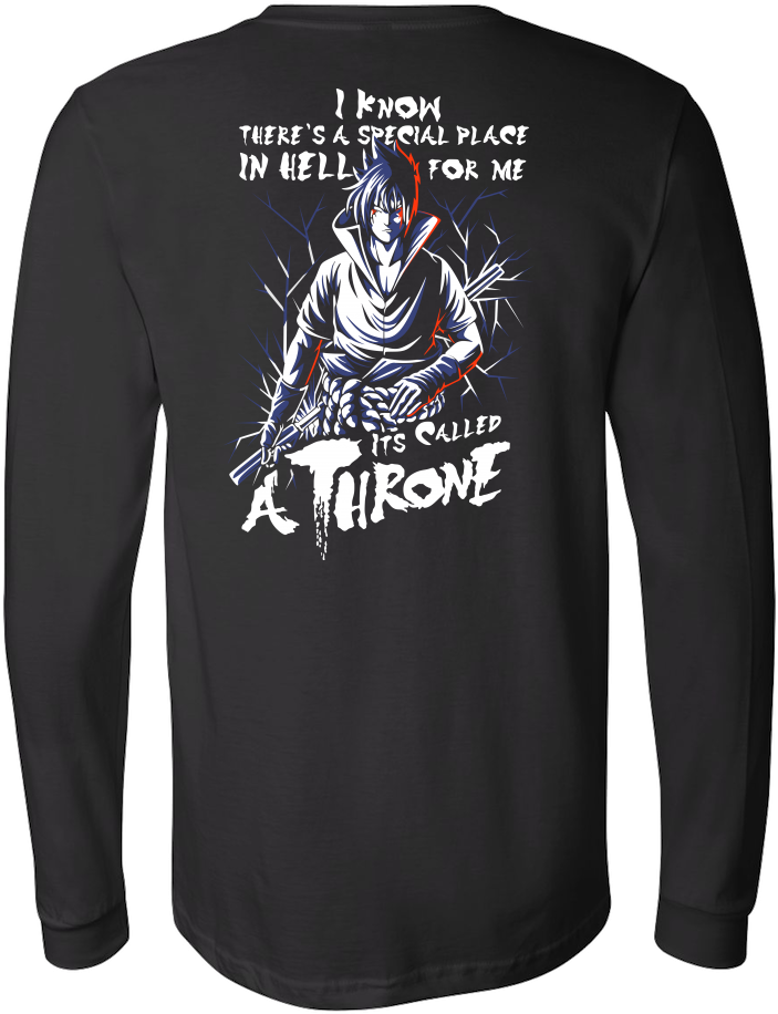 Naruto Sasuke Uchiha Stay On Throne Long Sleeve T Shirt - Shirt (1000x1000), Png Download