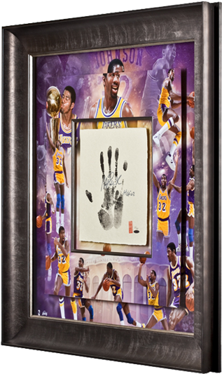Los Angeles Lakers Magic Johnson Tegata Framed - Picture Frame (500x667), Png Download