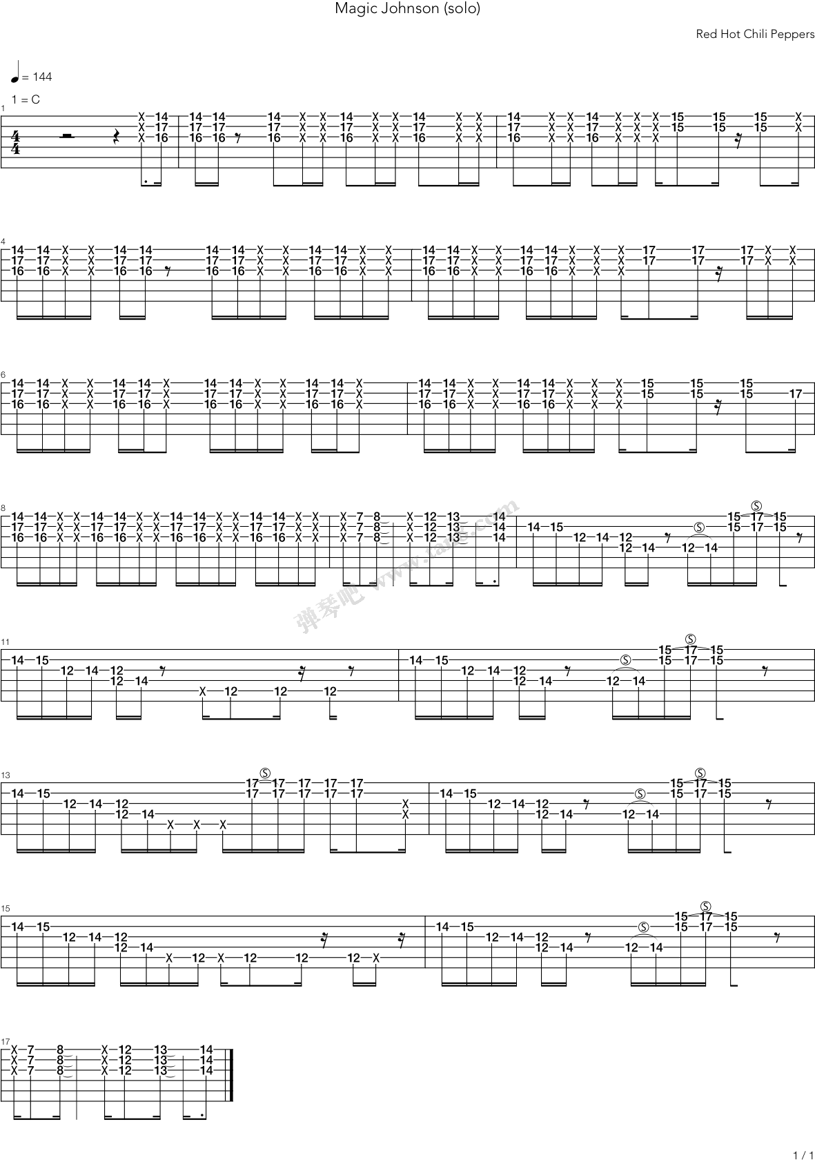 Magic Johnson 电吉他 第1张 - 烏 克 麗 麗 安靜 (1240x1754), Png Download