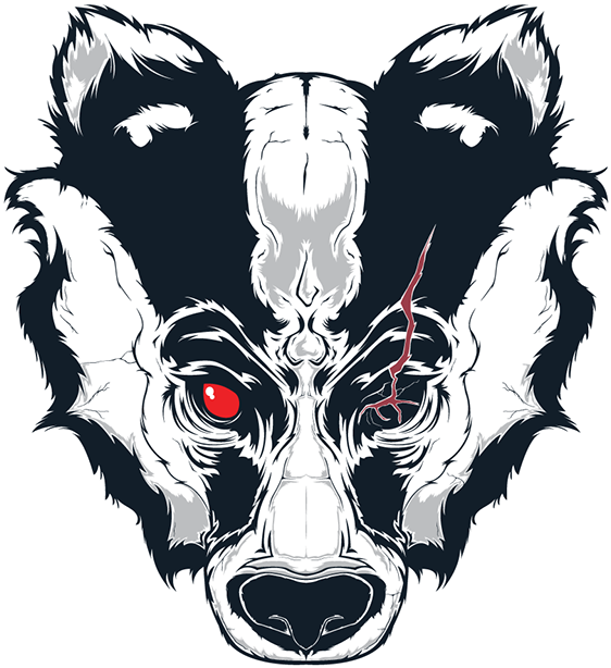 Badgers Will Eat Several Hundred Earthworms And Insects - Badass Badger Drawing (600x633), Png Download