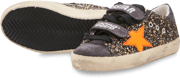 Black & Gold Glitter Old School Sneakers - Slip-on Shoe (700x700), Png Download