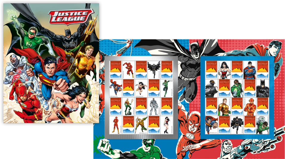 Justice League Stamp Pack - Dc Heroes Vs Villains (970x545), Png Download