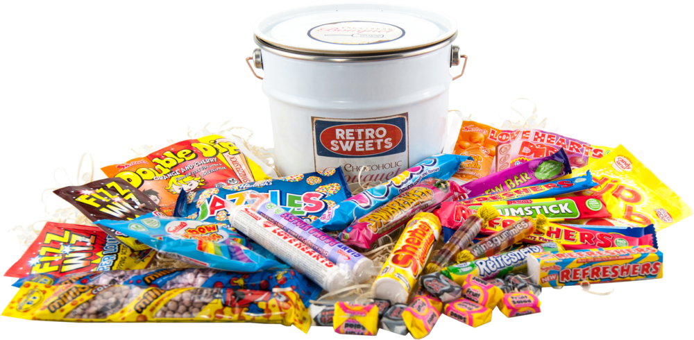 Retro Sweets Bucket Of Sweets Retro - Russian Candy (1023x685), Png Download