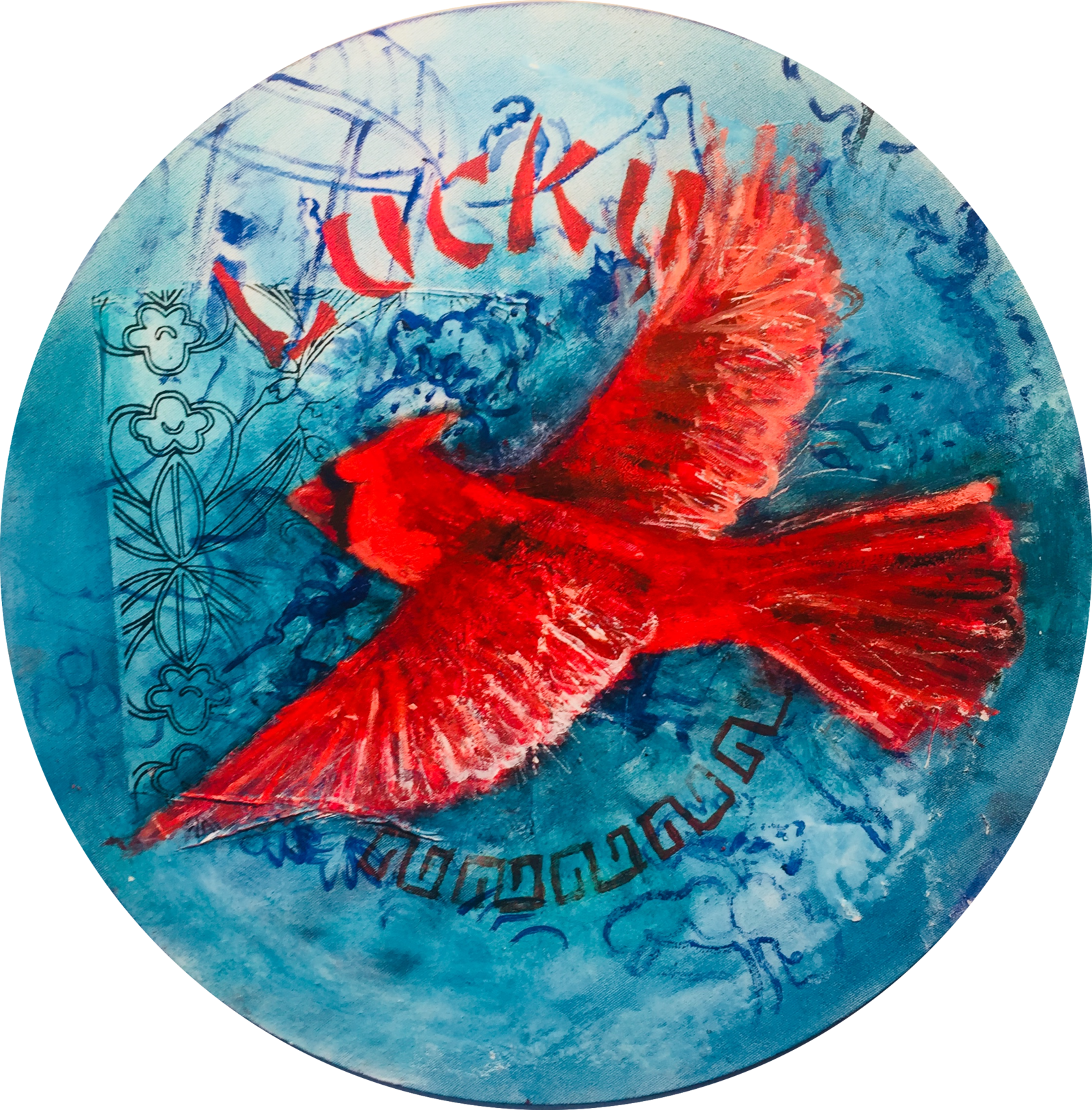 Lucky, Mixed Media On Canvas, 20" Diameter, - Label (1600x1627), Png Download