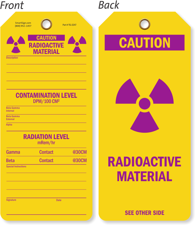 Caution Radioactive Material Contamination Level Tag - Sign (800x800), Png Download