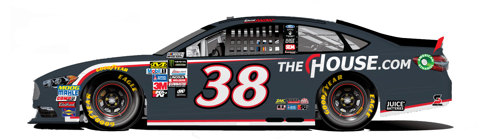 Picture - No 38 Front Row Motorsports Ford 2019 (1624x493), Png Download